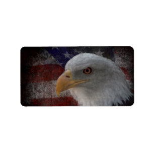 Etiqueta Eagle patriótico & bandeira