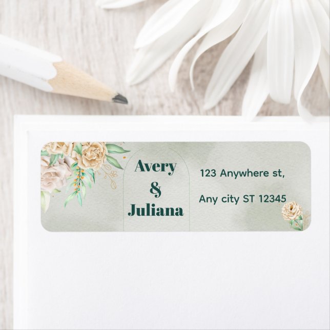 Etiqueta Earthy Shades Flowers Boho Elegant Sage Green (Insitu)