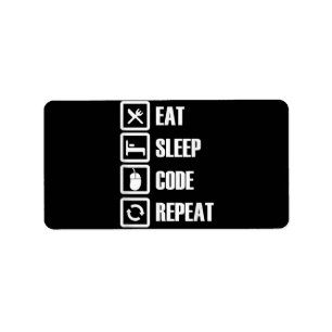 Etiqueta Eat Sleep Code Repetir Engenheiro de programação d