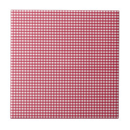 Etiqueta editável de Gingham Vermelho e Branco
