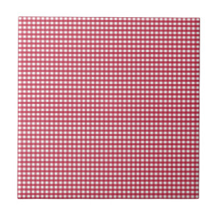 Etiqueta editável de Gingham Vermelho e Branco