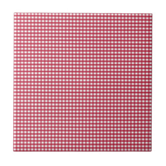 Etiqueta editável de Gingham Vermelho e Branco