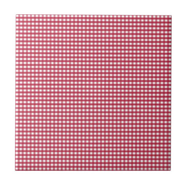 Etiqueta editável de Gingham Vermelho e Branco (Frente)
