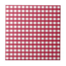 Etiqueta editável de Gingham Vermelho e Branco