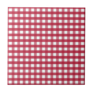 Etiqueta editável de Gingham Vermelho e Branco