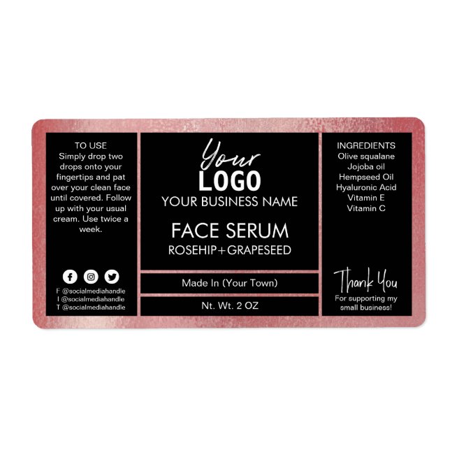 Etiqueta Efeito do Shimmer Dourado rosa (Frente)