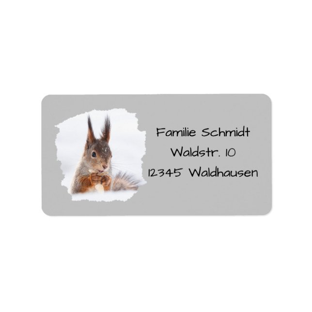 Etiqueta Eichhörnchen im Schnee - grau | (Frente)