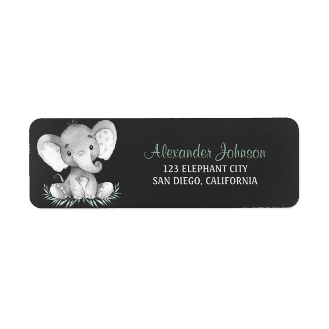 Etiqueta Elefante de Aquarela Chalkboard (Frente)