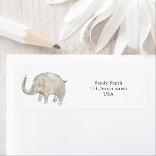 Etiqueta Elefante de balão de aquarela