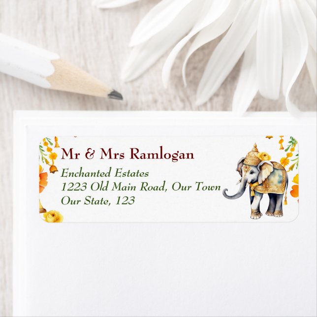 Etiqueta Elefante decorado indiano (Insitu)