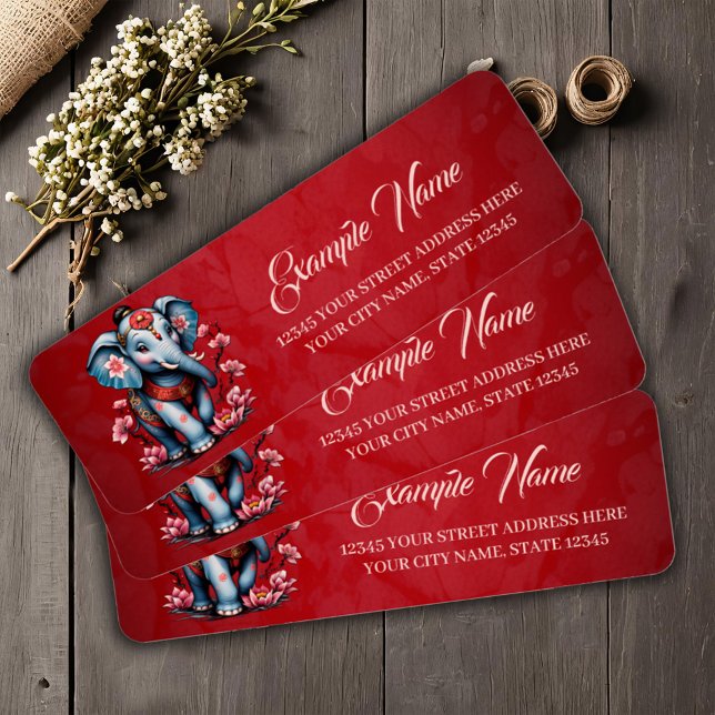 Etiqueta Elefante majestoso no estilo tradicional japonês. (Criador carregado)