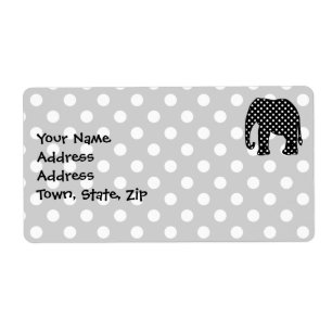 Etiqueta Elefante preto e branco das bolinhas