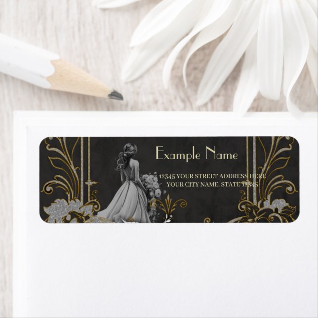 Etiqueta Elegância em prata e preto. (Insitu)