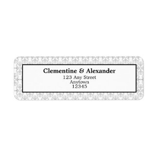 Etiqueta Elegant Black and White Art Deco Return Labels