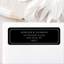 Etiqueta Elegant Black Wedding Return Address