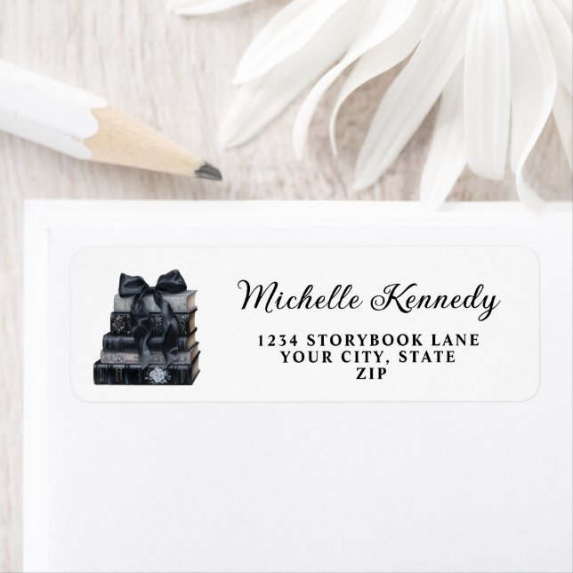 Etiqueta Elegant Black & White Book Themed Bridal Shower  (Insitu)