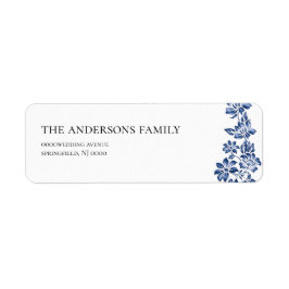Etiqueta Elegant Blue Floral Vintage Wedding Address