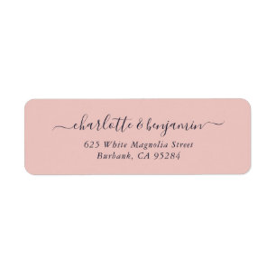 Etiqueta Elegant Blush Navy Blue Script Return Address