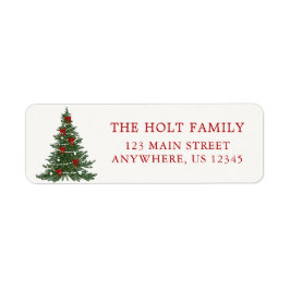 Etiqueta Elegant Bow Christmas Tree Address Label