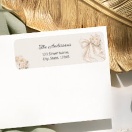Etiqueta Elegant Bow Floral Return Address Label