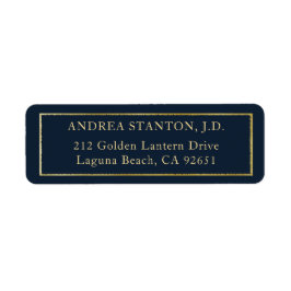 Etiqueta Elegant Brushed Gold Frame Law Grad Return Address