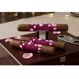 Etiqueta Elegant Burgundy Petals Wedding Custom Cigar Wrap