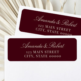 Etiqueta Elegant Burgundy Wedding Return Address