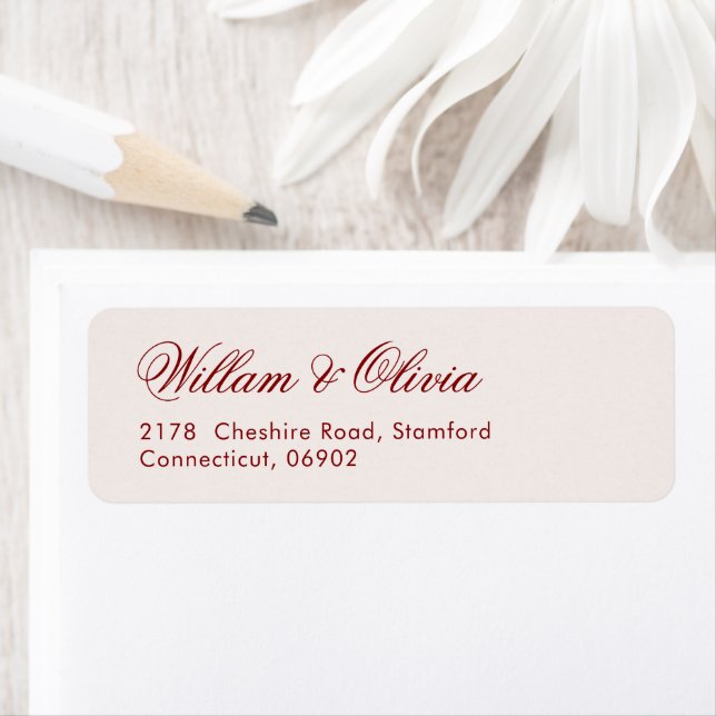 Etiqueta Elegant Calligraphy Cream Burgundy Wedding  (Insitu)