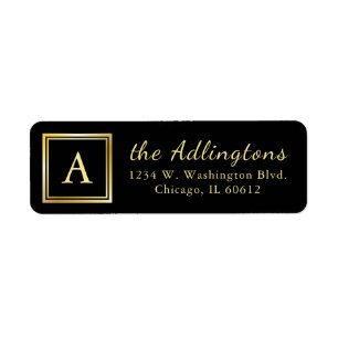 Etiqueta Elegant Chic Wedding Gold Monogram Return Address