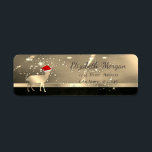Etiqueta Elegant Christmas Deer Santa Hat,Faux Gold<br><div class="desc">Christmas deer with santa hat and sparkle on faux gold  background. An elegant and sophisticated designe.Costumize with your name and address.</div>