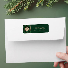 Etiqueta Elegant Christmas Green Plaid Return Address