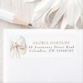 Etiqueta Elegant Cream White Bow Bridal Shower