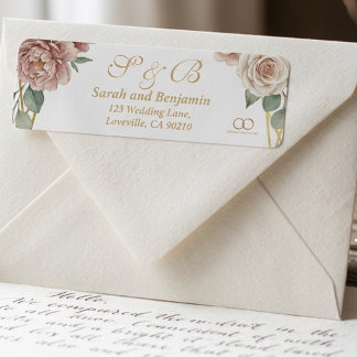 Etiqueta Elegant Dusty Rose Geometric Floral Watercolor 