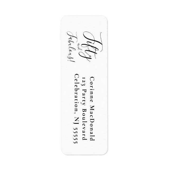 Etiqueta Elegant Fifty and Fabulous 50th Birthday Party (Frente)