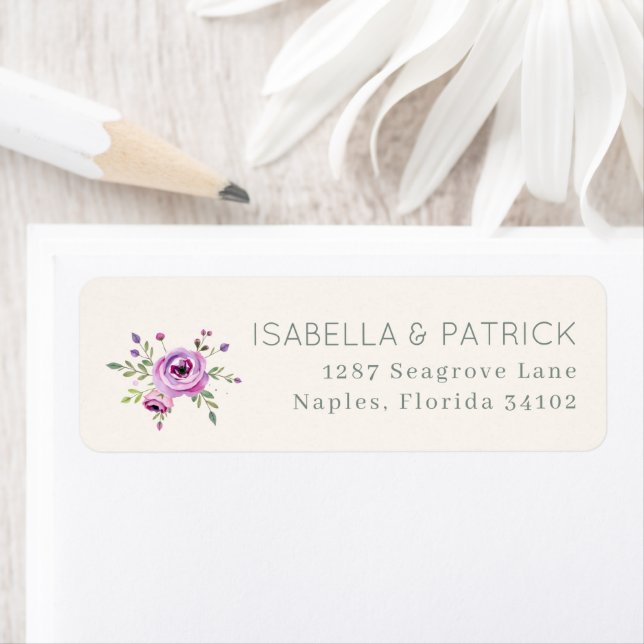 Etiqueta Elegant Floral Wedding Address Label (Insitu)
