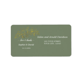 Etiqueta Elegant Gold Flowers Sage Green Wedding Return