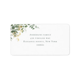 Etiqueta Elegant Gold Green Eucalyptus Wedding