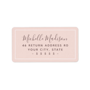 Etiqueta Elegant minimal light blush pink return address