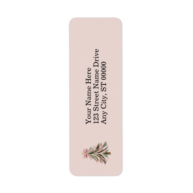 Etiqueta Elegant Pink and Green Brushstroke Christmas (Frente)