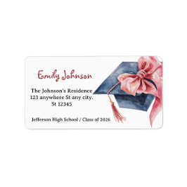 Etiqueta Elegant Pink Bow Graduation 