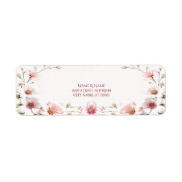 Etiqueta Elegant Pink White Floral Return Address Label