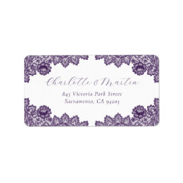 Etiqueta Elegant Purple Floral Lace Return Address