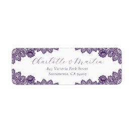 Etiqueta Elegant Purple Floral Lace Return Address