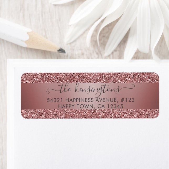 Etiqueta Elegant Rose Gold Glitter Sparkle Label (Insitu)