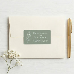 Etiqueta Elegant Sage Green Botanical Wedding Address