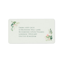 Etiqueta Elegant sage green floral wedding address