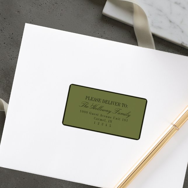 Etiqueta Elegant Script Dark Green Formal Wedding (Elegant Script Dark Green Formal Wedding Label)