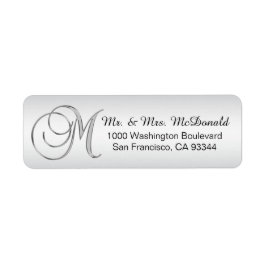 Etiqueta Elegant Silver Monogram Letter 'M' Envelope Return