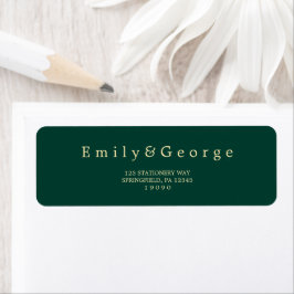 Etiqueta Elegant Simple Green Gold Modern Return Address