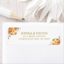 Etiqueta Elegant spring orange flowers with Golden tones